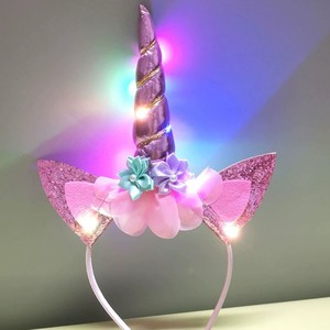 Bandeau lumineux licorne LED à la mode pour enfants bandeau lumineux à la mode pour les filles parfait <span class=keywords><strong>noël</strong></span> Halloween fête d'anniversaire - Product Image 4