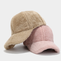 Casquette de baseball unisexe en fausse fourrure de lapin, chaude et moelleuse, à bord incurvé, style décontracté, épaisse et douce, pour homme et femme