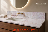 Dalle de granit rose fantaisie 1,8 cm, surface polie, design moderne pour cuisines, salles de bain, hôtels, tables à manger et projets d'aménagement intérieur