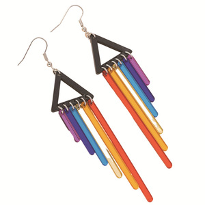 Rainbow Acrylic <b>Tassel</b> Drop <b>Earrings</b> Geometric Design Party Fashion Jewelry Colorful Statement <b>Earrings</b> - Product Image 5