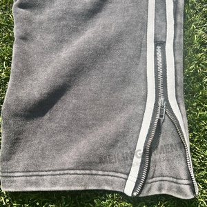 Pantalon de survêtement large en coton 100 % personnalisé, style vintage délavé à l'acide, avec broderie et patch, streetwear décontracté à rayures pour homme – Vente en gros - Product Image 4