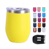 Gobelet à vin isotherme en acier inoxydable 12 oz avec logo personnalisé, forme d'œuf, double paroi, revêtement en poudre, cadeau pour fête, mariage