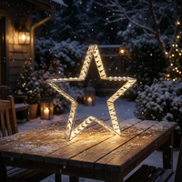 Lampe de table LED étoile à cinq branches argentée, cadre en fer holographique, pour fêtes et événements