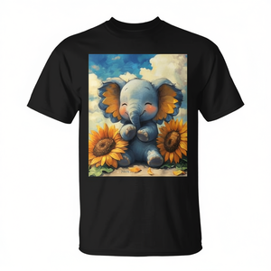 Camiseta Infantil Unisex con Estampado Gráfico de Elefante y Girasol, Diseño Animal - Product Image 2