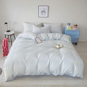 Chất lượng cao rửa bông <span class=keywords><strong>Comforter</strong></span> Duvet bao gồm tùy chỉnh màu sắc sợi nhuộm bốn mảnh bộ đồ giường đặt 200tc tất cả các mùa - Product Image 1