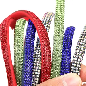 Hot Sale Colorful Rhinestone Rope Adhesive Suede Rhinestone Strip DIY Vamp Clothing Ornament Accessories Diamond Band Wholesale