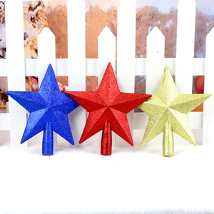 <b>Red</b> Gold Silver Hollow Pentagram Tree Topper 15cm 20cm <b>Glitter</b> Electroplated Star Ornament For Christmas Tree Top Decor - Product Image 3