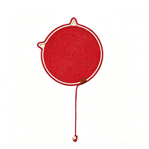 Tapis à gratter pour chat en corde de coton tressée avec balle jouet intégrée, résistant aux rayures, résistant à l'usure, lavable, orange rouge, 35 cm - Product Image 3