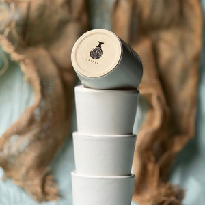 Cerámica moderna de gres de alta cocción con efecto de vidrio de nube de terciopelo y estampado de rayas rojas personalizado, apta para horno microondas, venta al por mayor y suministro a granel - Product Image 2