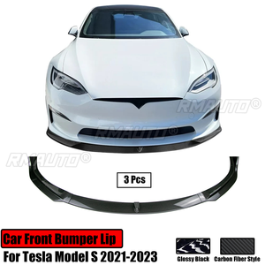 ลิ้นกันชนหน้ารถยนต์สำหรับ Tesla Model S 2021-2023 สไตล์ MP สปอยเลอร์ ชิ้นส่วนตกแต่ง 3 ชิ้น ลายคาร์บอนไฟเบอร์ สีดำเงา - Product Image 1