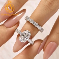 Bague de fiançailles et de mariage unisexe de luxe, diamant de laboratoire ovale 5 carats, certifié IGI, pavé glacé, or massif 14 carats rhodié