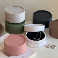 Boîte à bijoux ronde écologique en tube de papier, découpe à la presse, estampage à chaud, logo personnalisé, emballage en carton blanc