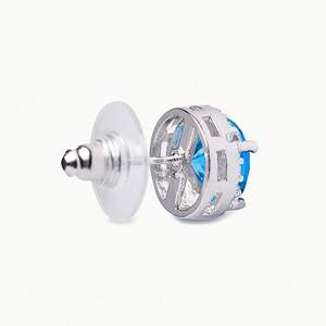 Boucles d'oreilles classiques en topaze bleue et zircon cubique 8mm grande coupe plaqué or accessoire de fête élégant pour les femmes excellente idée cadeau - Product Image 4