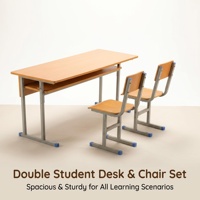 Ensemble bureau et chaise double pour étudiants avec plateau extra large et pieds en acier renforcé pour salle de classe/centre de tutorat, mobilier scolaire