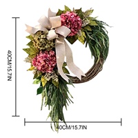 L146 Promotion Couronne de feuilles d'automne d'Halloween de 40 cm en soie de haute qualité avec fleurs artificielles pour porte d'entrée