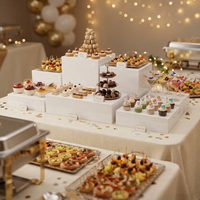 Iangel 7 pièces – Présentoirs classiques en acrylique blanc pour buffet, boîtes de présentation pour mariage, réception, desserts, gâteaux et organisation de table