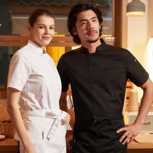 Set Uniforme Estiva da Chef per Uomo (Poliester/Algodone) <span class=keywords><strong>Camicia</strong></span> Stile Giacca a Maniche Corte Design Personalizzabile per Cucina - Product Image 3