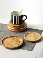 Service d'assiettes en bois de luxe en vrac service de vaisselle rond en bois d'acacia assiettes à dîner pour restaurants