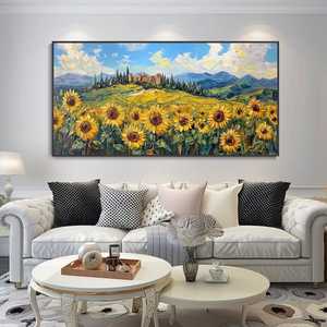 SQ soyut ayçiçeği tuval el yağlıboya <span class=keywords><strong>Sunburst</strong></span> ayçiçeği duvar süsü oturma odası kale Manor kırsal dekor yeni ev - Product Image 3