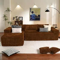 Ensemble de canapé modulaire en forme de L, éponge haute densité, tissu en velours côtelé, design minimaliste moderne, sièges pliables, respectueux de l'environnement