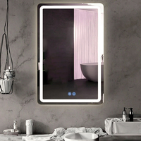 Miroir de salle de bain intelligent LED rectangulaire moderne OEM avec éclairage LED, fonction anti-buée et variateur tactile, à fixation murale