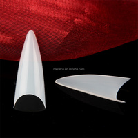 Faux ongles en acrylique résistant, forme stiletto, longueur longue, demi-couverture, pour nail art, emballage boîte PP, 504 pièces
