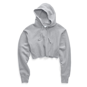 Haut court décontracté pour femme avec capuche, manches larges côtelées, imprimé stylé, épaules tombantes et capuche brodée – Vêtement tendance - Product Image 3