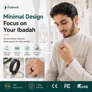 Bague de prière islamique intelligente professionnelle avec compteur de Dhikr vibrant et batterie rechargeable pour la dévotion et le culte - Product Image 4