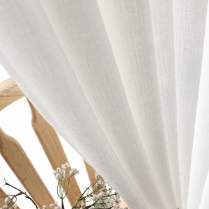 Venta al por mayor de lino simple apagón tela listo blanco barato cortina - Product Image 3
