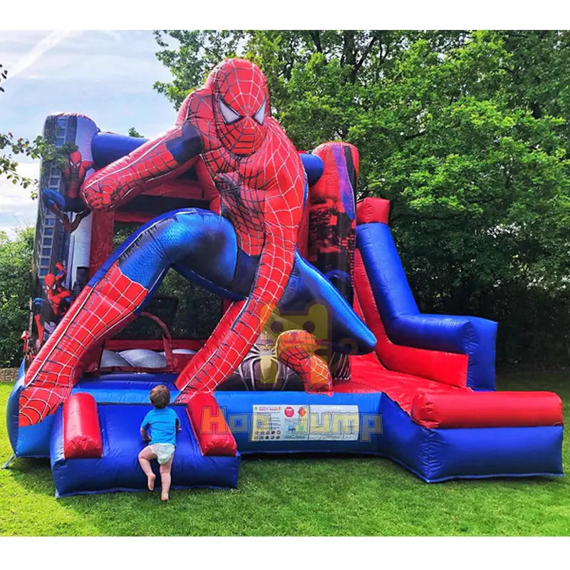 Spiderman adventure party rental inflatable bouncer spider man castle combo commercial moonwalk inflatable bouncer with slide