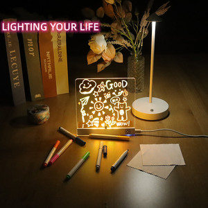 Bán hàng nóng Tự làm LED dạ quang 3D trống Acrylic bảng tin với bảng xóa khô cho đèn LED đêm trang trí phòng - Product Image 2