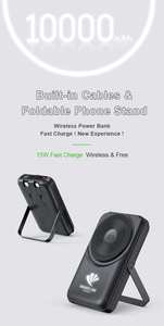 Batterie externe sans fil magnétique 10000mAh <span class=keywords><strong>Chargeur</strong></span> portable 22.5W PD Chargement rapide Câbles intégrés Affichage LED Batterie Pack - Product Image 6