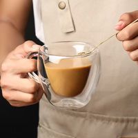 Mug à café isotherme à double paroi en borosilicate de haute qualité, capacité 180-250 ml, design créatif, compatible micro-ondes et lave-vaisselle, pour la maison/le bureau