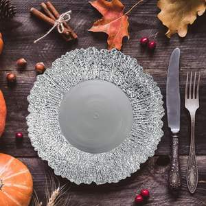 Platos Base de Plástico, Platos Base Decorativos Redondos Brillantes de 13 Pulgadas Reutilizables para Platos de Cena, Ideales para Bodas - Product Image 5