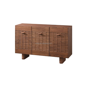 Mueble de Salón Comedor Moderno Minimalista de Roble Rojo Macizo, Aparador de Almacenamiento, Librería, Mueble Ahorrador de Espacio para Hotel - Product Image 3