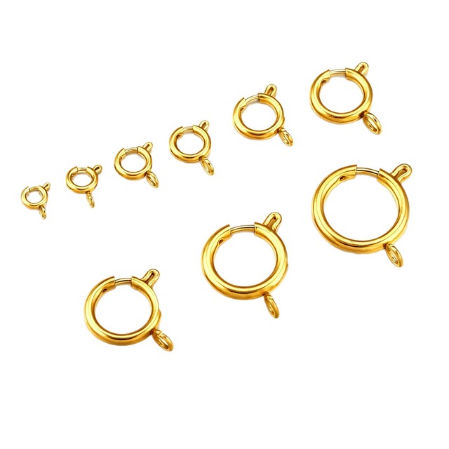 Stainless Steel Spring Clasp Gold With One Ring Slingshot Buckle Bracelet Necklace Jewelry Findings & Components Accessories