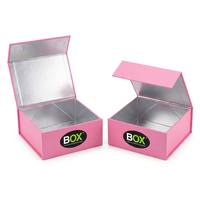 Boîte cadeau rigide en carton magnétique personnalisée de luxe FUSSEN, matériaux recyclés, doublure en éponge, intérieur rose mat avec feuille d'argent