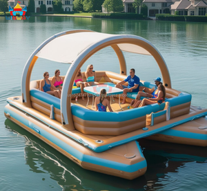 Large Outdoor PVC <b>Inflatable</b> Floating Island 5.8x4.8x3m for 5-20 People Trampoline Vacations Home School & Party Adventures - Product Image 2