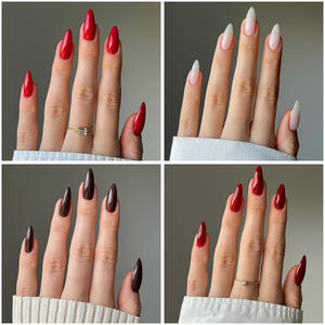 Miss Bloom Wearing Armour Forma de almendra Plástico Color sólido Extraíble Cubierta completa de larga duración Piezas de Arte de uñas de estilo francés - Product Image 2