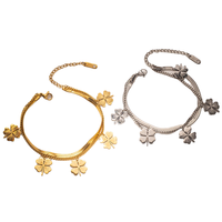 Gelang Baja Anti Karat Model Clover Dua Lapis