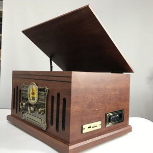 Tourne-disque audio 6-en-1 au design vintage, lecteur de disques vinyles et gramophone avec connexion PC/3 vitesses - Product Image 3