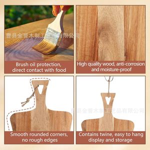 Tabla de cortar de madera de acacia de doble cara con asa para pizza, queso, repostería y uso en hoteles - Product Image 2