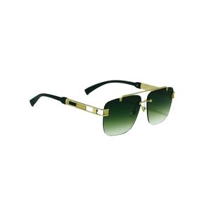 Nouvelles lunettes de soleil carrées sans monture de style européen et américain pour hommes, avec double pont en métal et branches imitation bois, protection UV400 - Product Image 3