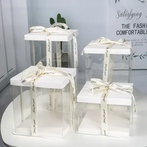 Boîte à gâteaux directement transparente du fabricant Boîte cadeau en papier 12 pouces avec logo personnalisé en gros