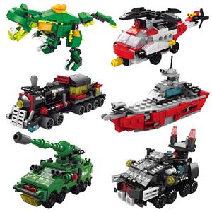 Petite boîte de jouets pour enfants, blocs de construction, fusée spatiale, mecha, <span class=keywords><strong>dinosaure</strong></span>, char, avion - Product Image 1