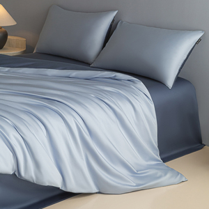 Juego de Ropa de Cama de Lujo de 4 Piezas, 100% Algodón, 300 Hilos, Satén, Diseño Floral, Dos Tonos, con Funda Nórdica, Fundas de Almohada y Sábana - Product Image 1