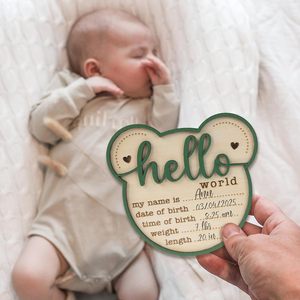 Décor de pépinière bébé 15cm annonce chanter bonjour monde naissance Stats nouveau-né disque pour cadeaux d'hôpital - Product Image 6
