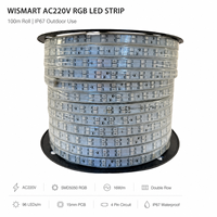 Bande LED double rangée WISMART AC220V SMD5050 RGB 96 LED/m 15mm IP67 Étanche Rouleau de 100m 4 Broches Éclairage Commercial Extérieur