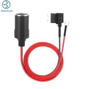 DC12-24V Fsue Tap 18AWG 100CM Car Charger Power Cigarette Lighter Female Socket Cable Plug Adapter