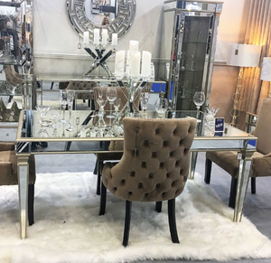 Tavolo <span class=keywords><strong>da</strong></span> <span class=keywords><strong>Pranzo</strong></span> Rettangolare di Lusso in Vetro Veneziano con Specchio Argentato - Product Image 3